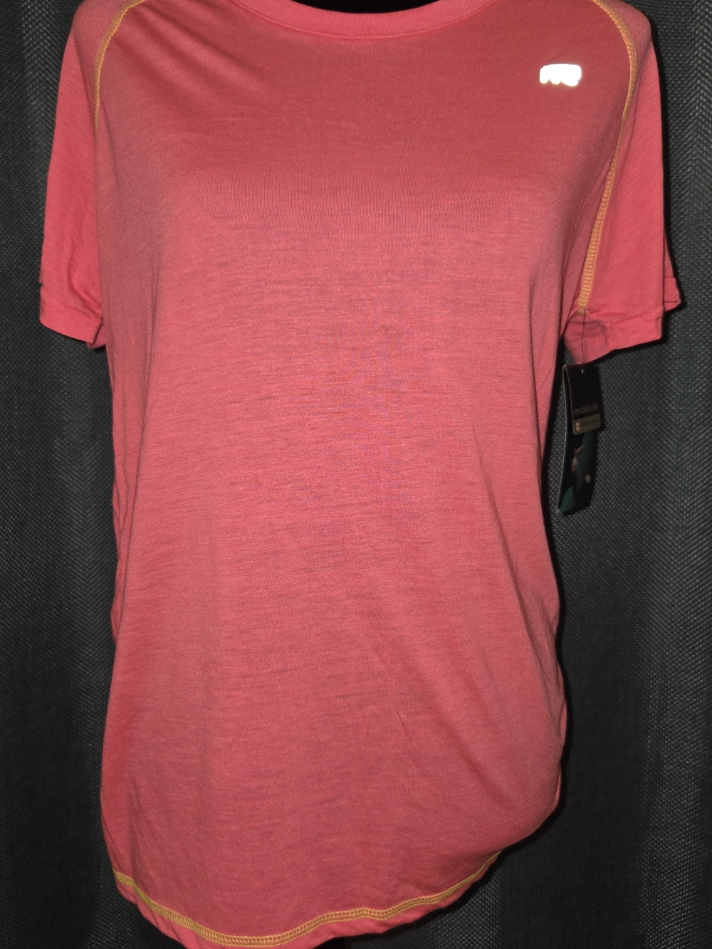 Marika Coral Short Sleeve Crewneck Tee with Contrast Stitching